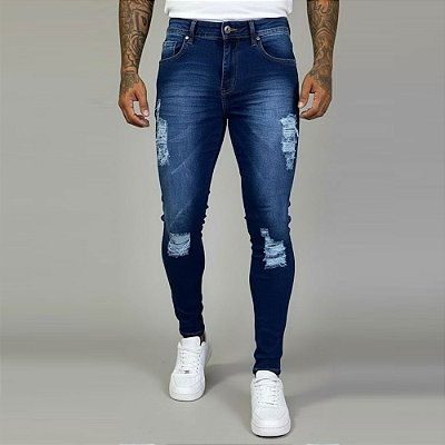 Calça Jeans Destroyed Masculina Skinny AN04 *