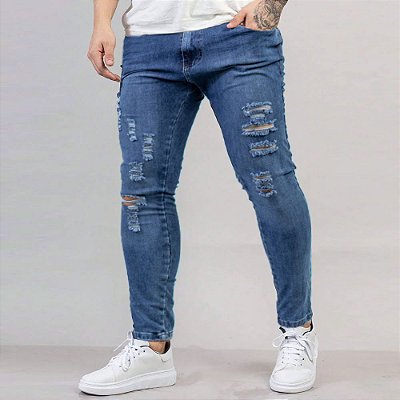 Calça Jeans Destroyed Masculina Skinny LM02 *