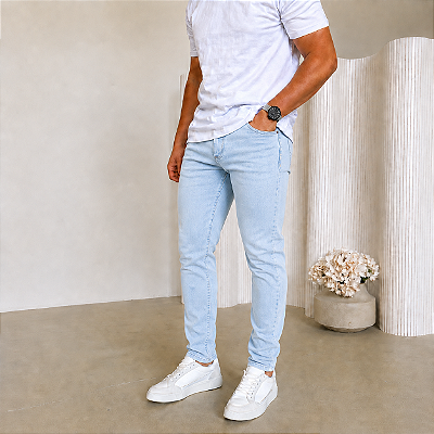 Calça Jeans Slim Azul Clara SD03
