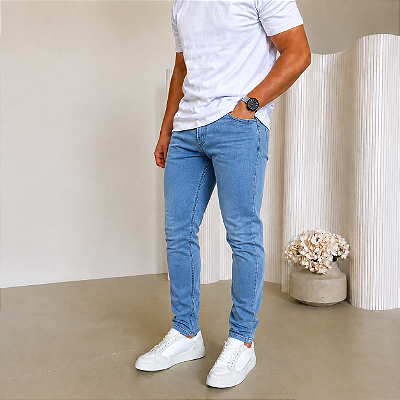 Calça Jeans Slim Azul Médio SD02