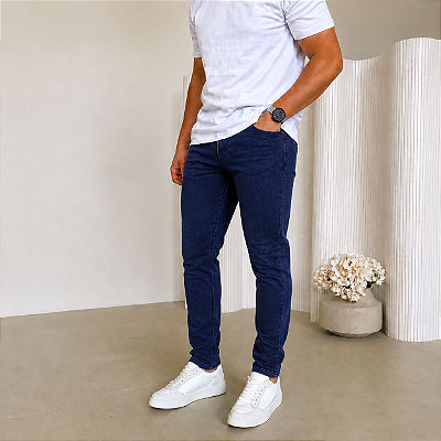Calça Jeans Slim Azul Escura SD01