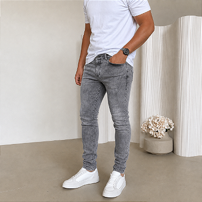 Calça Jeans Skinny Grafite Mesclada LV01