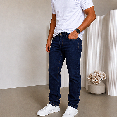 Calça Jeans Tradicional Reta Azul Escura BF02