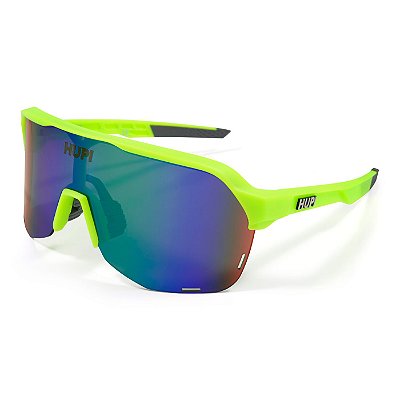 Óculos Esportivo Hupi Huez Amarelo Neon e Cinza L. Azul Espelhada