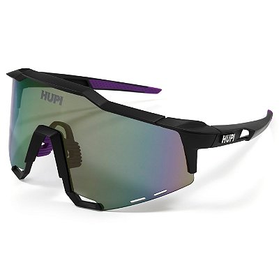 Óculos Esportivo Hupi Stelvio Preto e Roxo Fosco Lente Roxa Espelhada