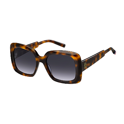 Óculos de Sol Feminino Tommy Hilfiger TH 2208/S Havana Brilho Lente Degradê