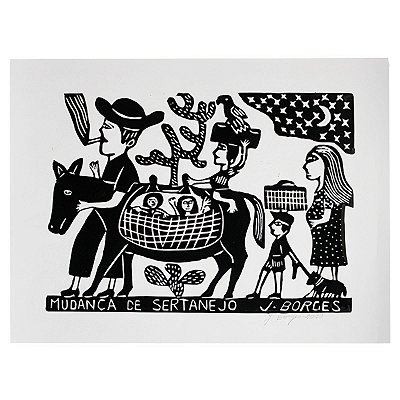 Xilogravura "Mudança de Sertanejo" G - J. Borges - PE
