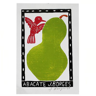 Xilogravura "Abacate" P - J. Borges - PE
