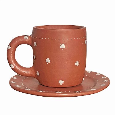 Caneca Rosa com Pires - Luiza - Vale do Jequitinhonha - MG