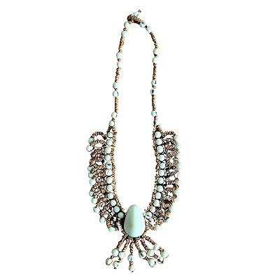 Colar de Jarina com Macrame de Morototo Branco - Luciano - AM