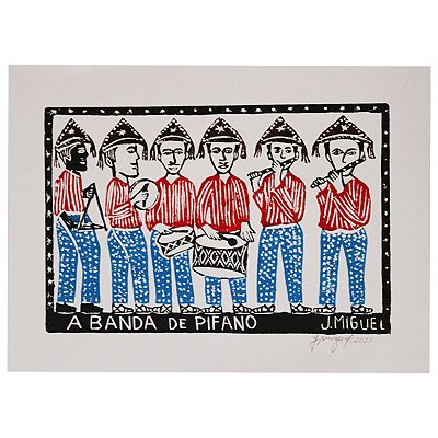 Xilogravura "A Banda de Pífano" M - J. Miguel - PE