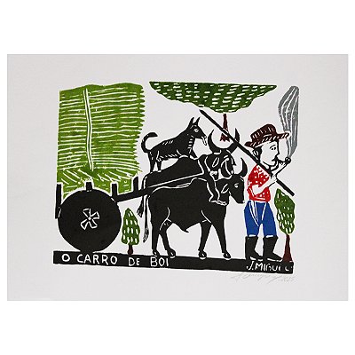 Xilogravura "O Carro de Boi" M - J. Miguel - PE