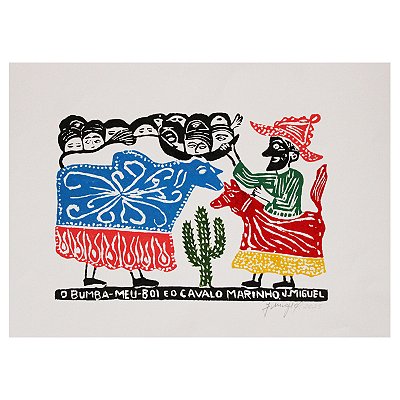 Xilogravura "O Bumba meu Boi e o Cavalo Marinho" M - J. Miguel - PE