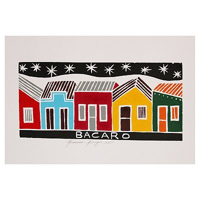 Xilogravura ''Casinhas" P - Bacaro Borges - PE