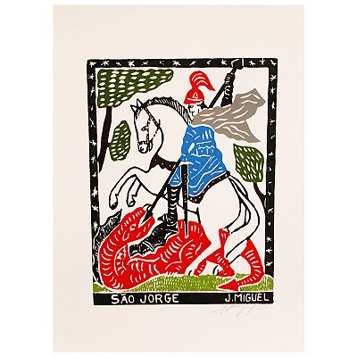 Xilogravura ''São Jorge" G - J. Miguel - PE