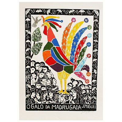 Xilogravura ''O Galo da Madrugada" G - J. Miguel - PE