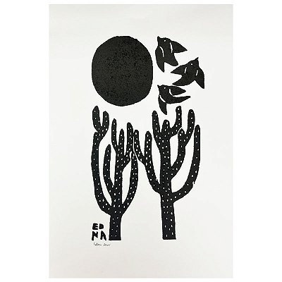 Xilogravura "Paisagem Sertaneja" P - Edna - PE