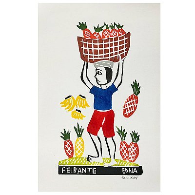 Xilogravura "Feirante" P - Edna - PE