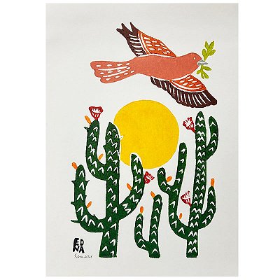 Xilogravura "Paisagem Nordestina" P - Edna - PE