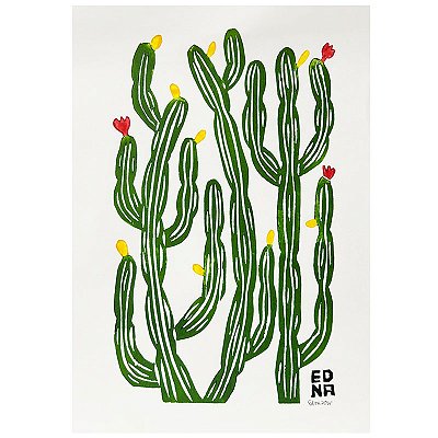 Xilogravura "Cactos 2" P - Edna - PE