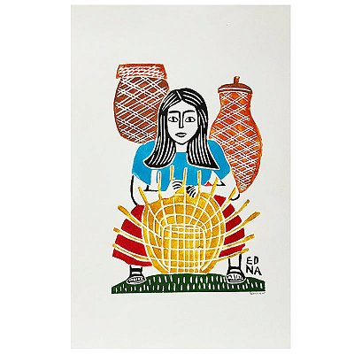 Xilogravura "Cestaria" M - Edna - PE