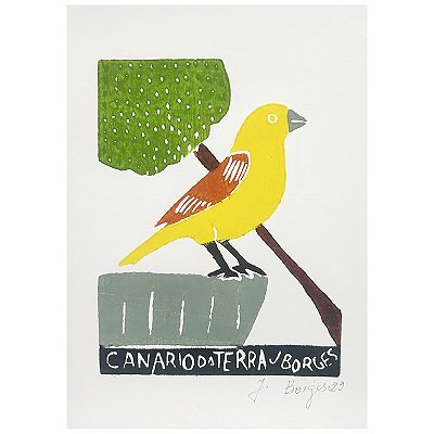 Xilogravura "Canário da Terra" P - assinada por J. Borges - PE