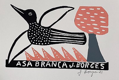 Xilogravura "Asa Branca" P - J. Borges - PE
