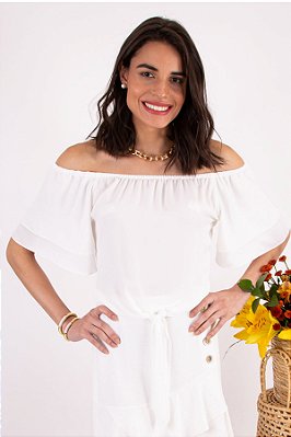 Blusa Ombro Heloísa Petit Crepe Off White