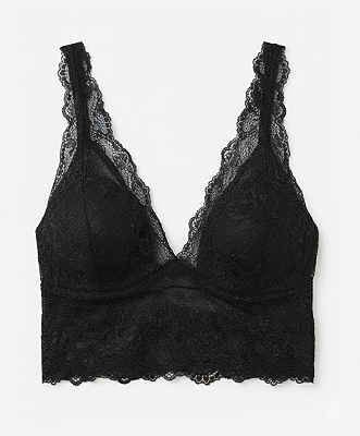 TOP CROPPED RENDA LACE PRETO