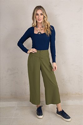 CALÇA PANTACOURT PAULA FIT CREPE MILITAR
