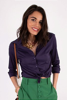 CAMISA NATHALIA TRICOLINE AZUL MARINHO
