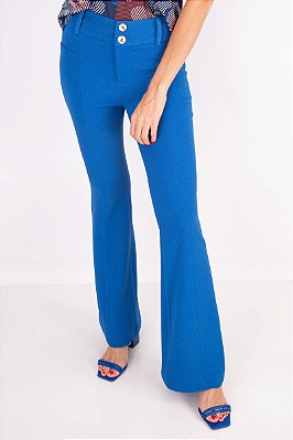 CALÇA FLARE CLÉO CREPE MYKONOS BLUE