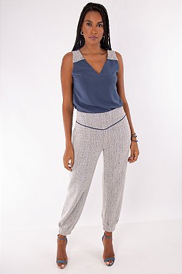 CALÇA PRISCILA JACQUARD AZUL