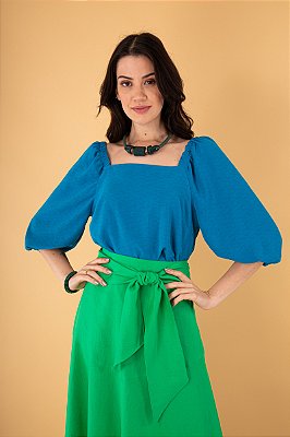 BLUSA RAFAELA AZUL MEDITERRÂNEO