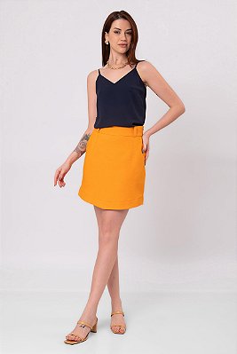 SAIA CURTA LINHO BÁRBARA LARANJA