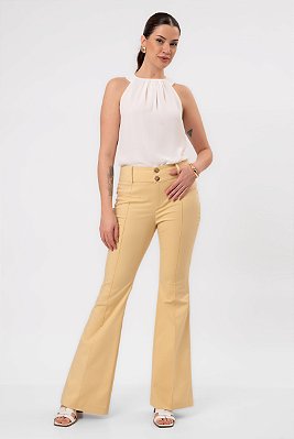 CALÇA FLARE SARJA BEGE GABRIELA
