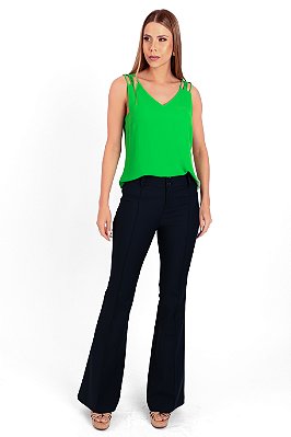 CALÇA FLARE SARJA GABRIELA - MARINHO