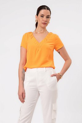 BLUSA DE MANGA CURTA LIZ LARANJA