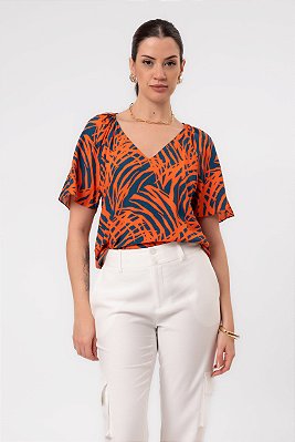 BLUSA FEMININA ESTAMPADA CATARINA CORAL