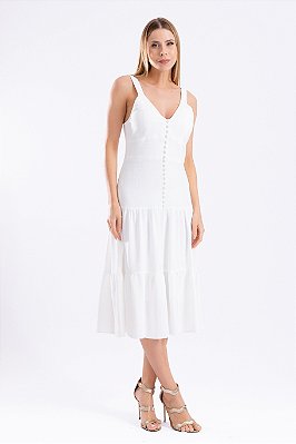 VESTIDO MIDI FEMININO CLAUDIA OFF WHITE