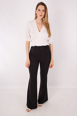 CALÇA FLARE CREPE PRETO AGATHA