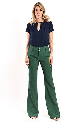 BLUSA CREPE MANGA CURTA AZUL  ALINE