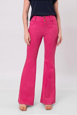 CALÇA FLARE SUEDE ROSA LARISSA