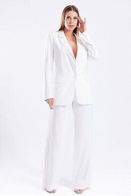 BLAZER FEMININO ALFAIATARIA ALONGADO OFF WHITE YASMIN