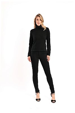 BLUSA GOLA ALTA MANGA LONGA PRETO EVELYN