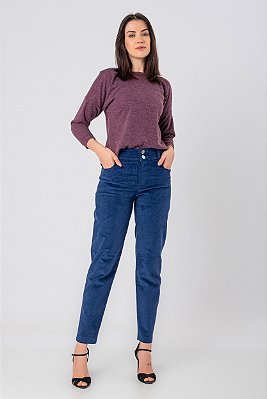 CALÇA SKINNY VELUDO AZUL ARIANA