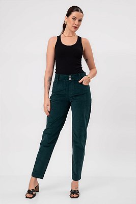 CALÇA SKINNY VELUDO VERDE ARIANA