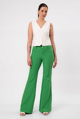 CALÇA FLARE CREPE VERDE ANA VITORIA