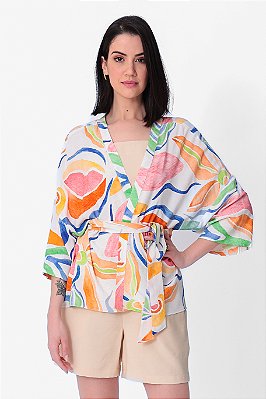 KIMONO VISCOSE AQUARELA