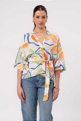 KIMONO VISCOSE AQUARELA